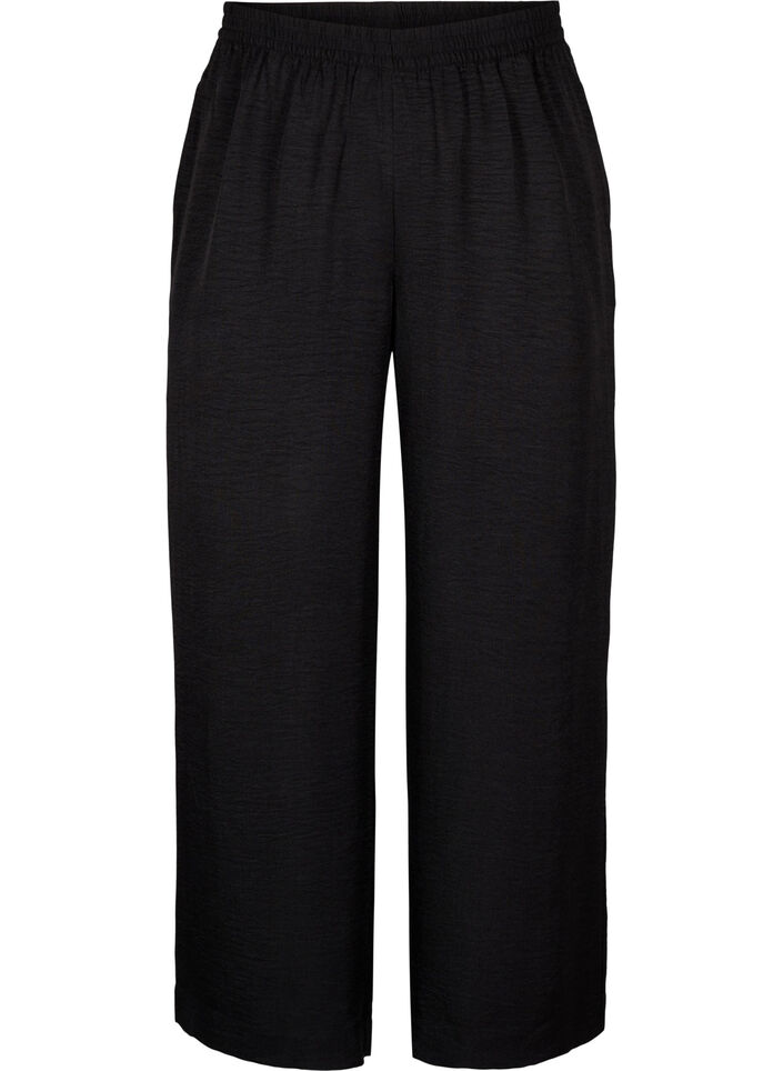 Loose trousers with elasticated waistband and pockets, Black, Packshot image number 0