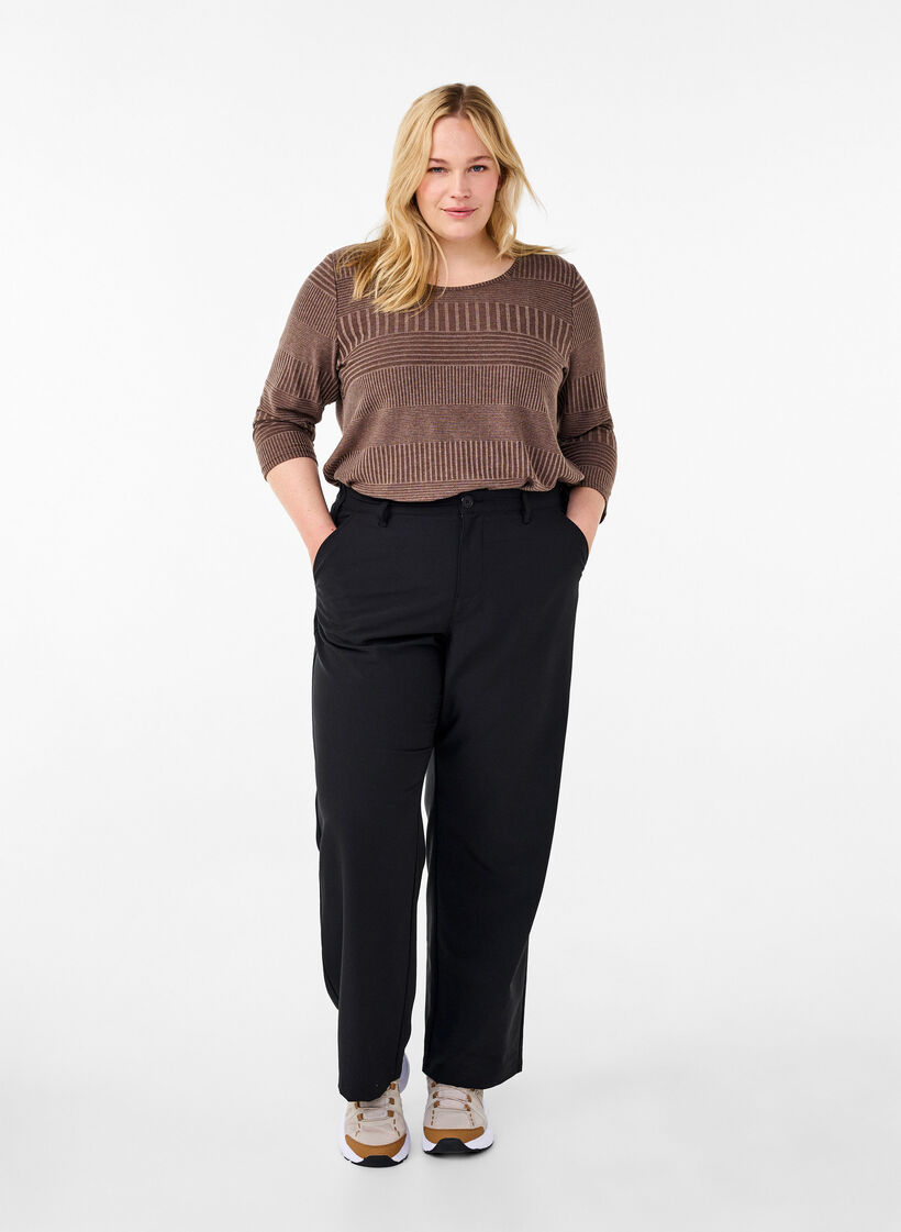 Blouse with 3/4 sleeves and striped pattern, Ch. Martini Mel., Model image number 2