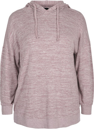 Loose hoodie in a viscose blend, Rose Taupe Mel, Packshot image number 0