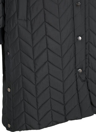 Hooded quilted jacket with buttons, Black, Packshot image number 3