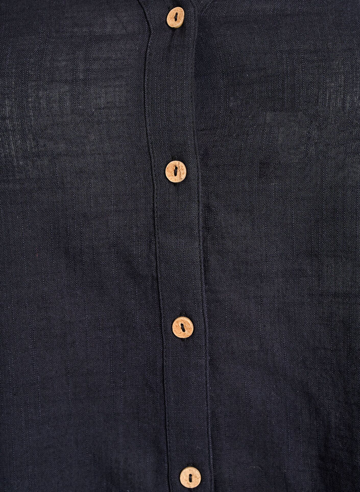 Cotton shirt blouse with V-neck, Black, Packshot image number 2