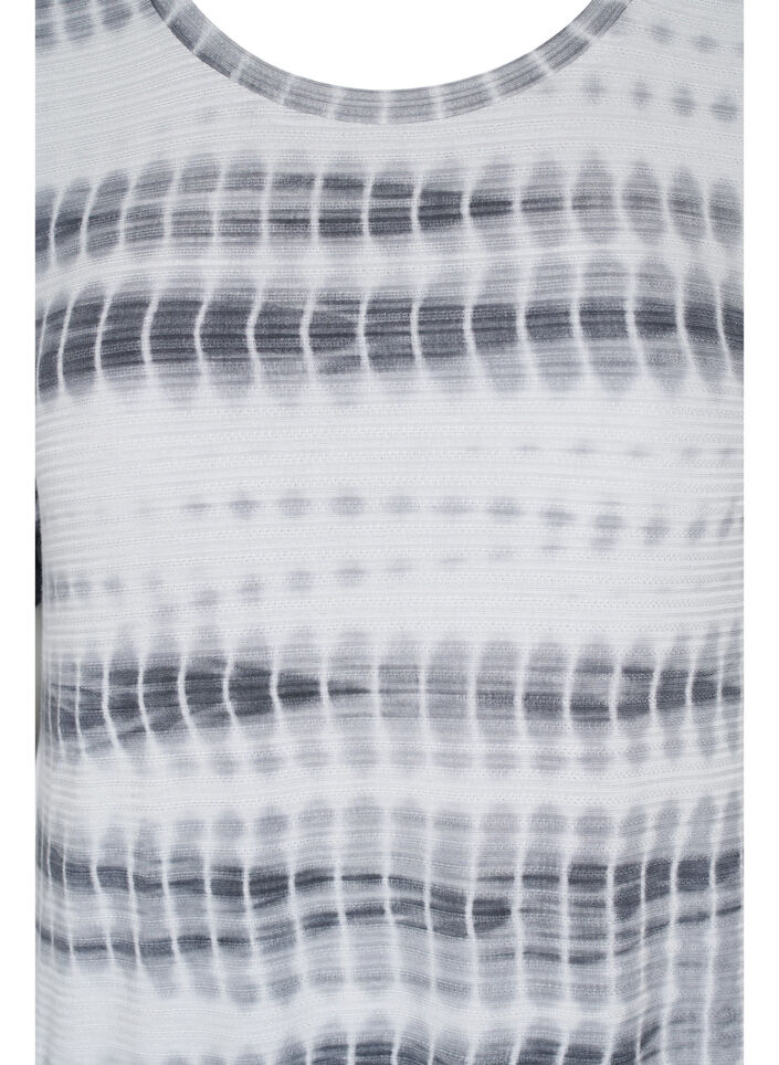 Short-sleeved viscose dress with tie-dye print, White, Black Tie Dye, Packshot image number 2