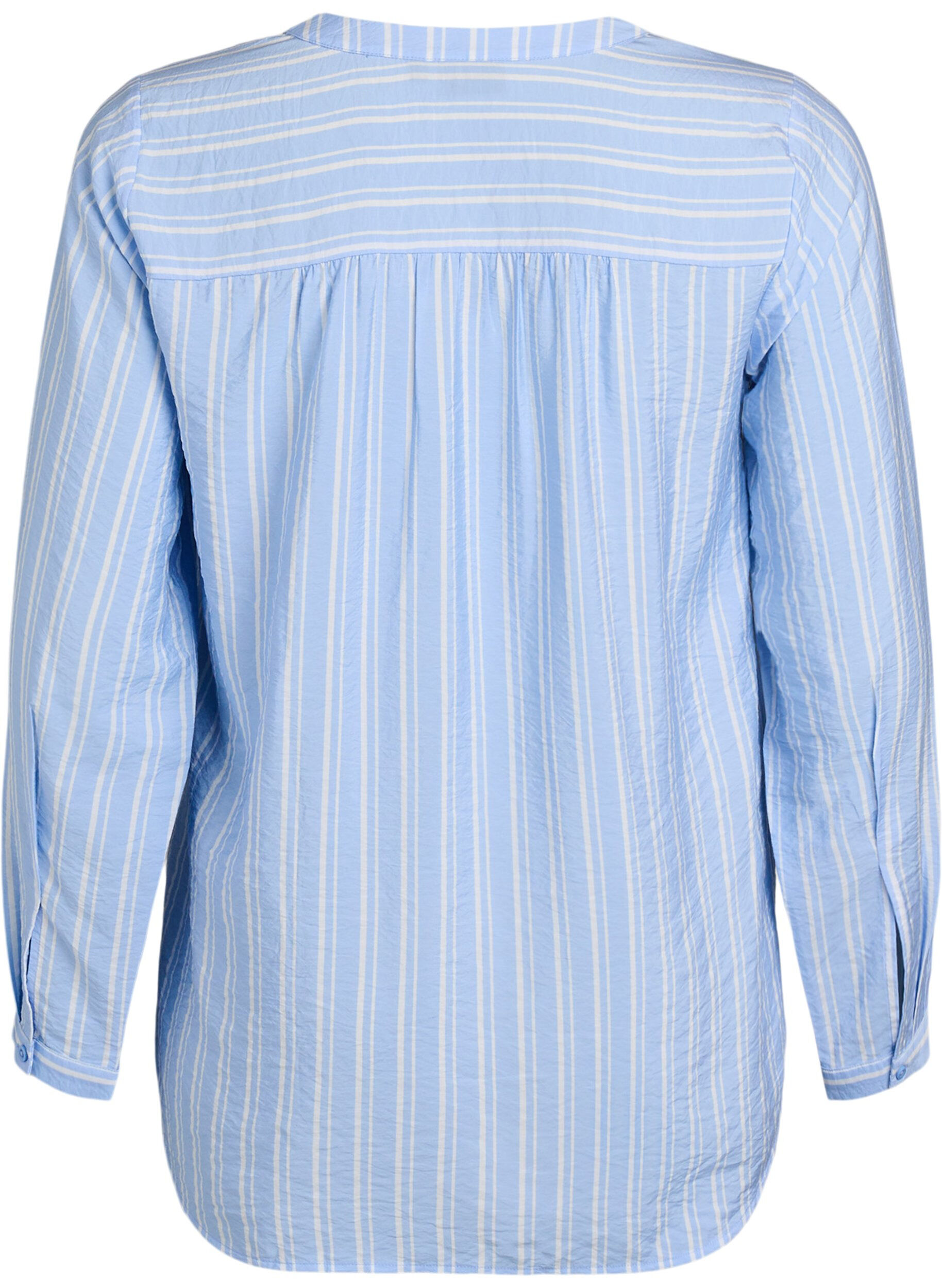 Zizzifashion FLASH - Striped shirt blouse with V-neck, Light Blue, Packshot image number 1