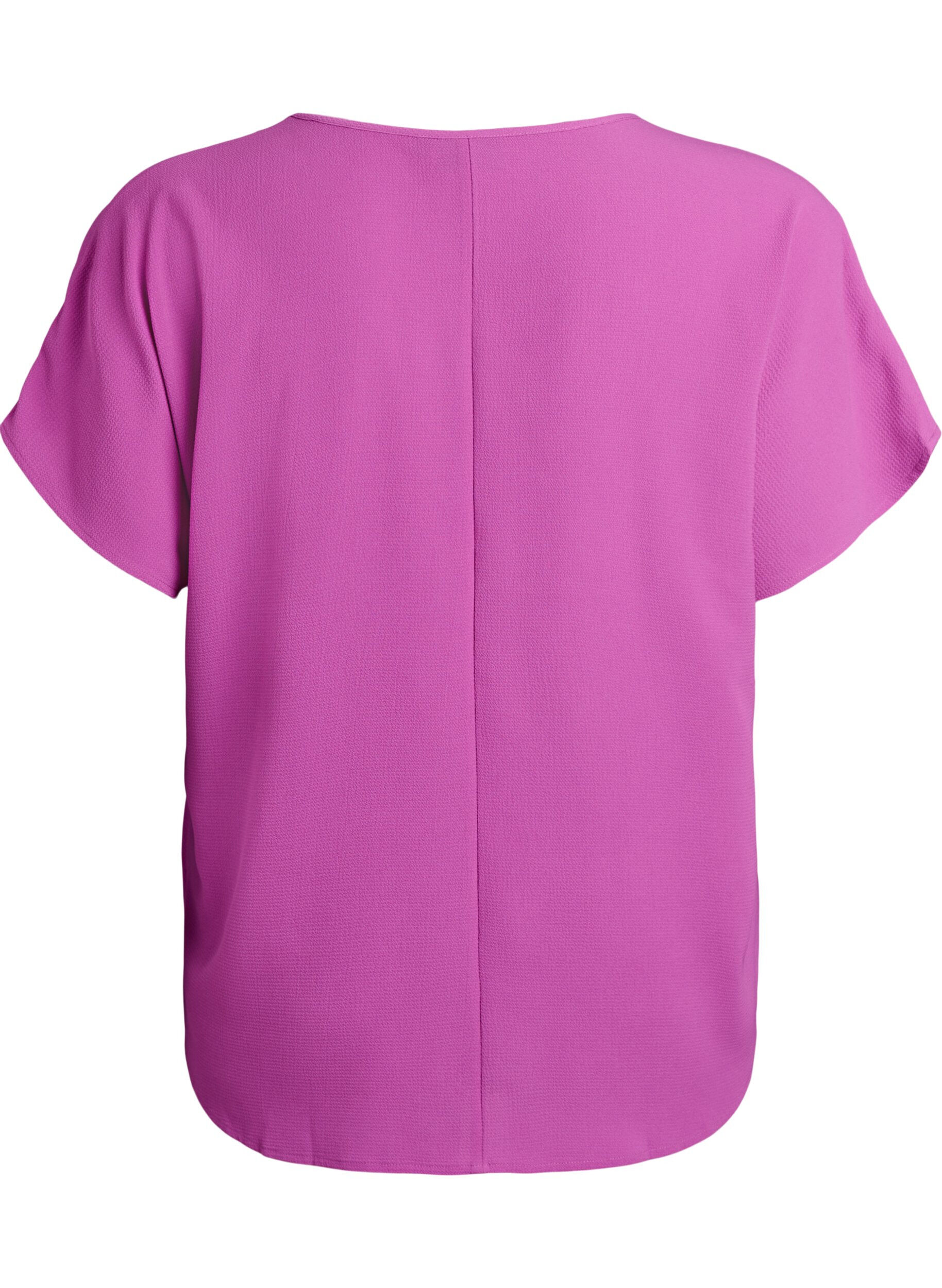 Zizzifashion Blouse with short sleeves and a round neckline, Purple, Packshot image number 1