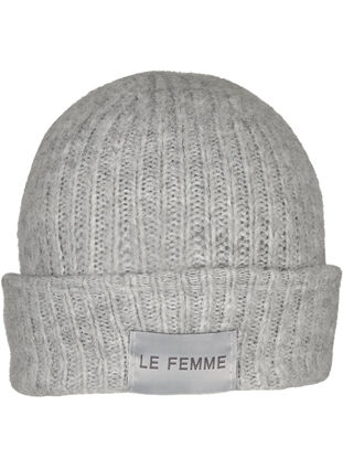 Knitted hat with writing, Grey, Packshot image number 0
