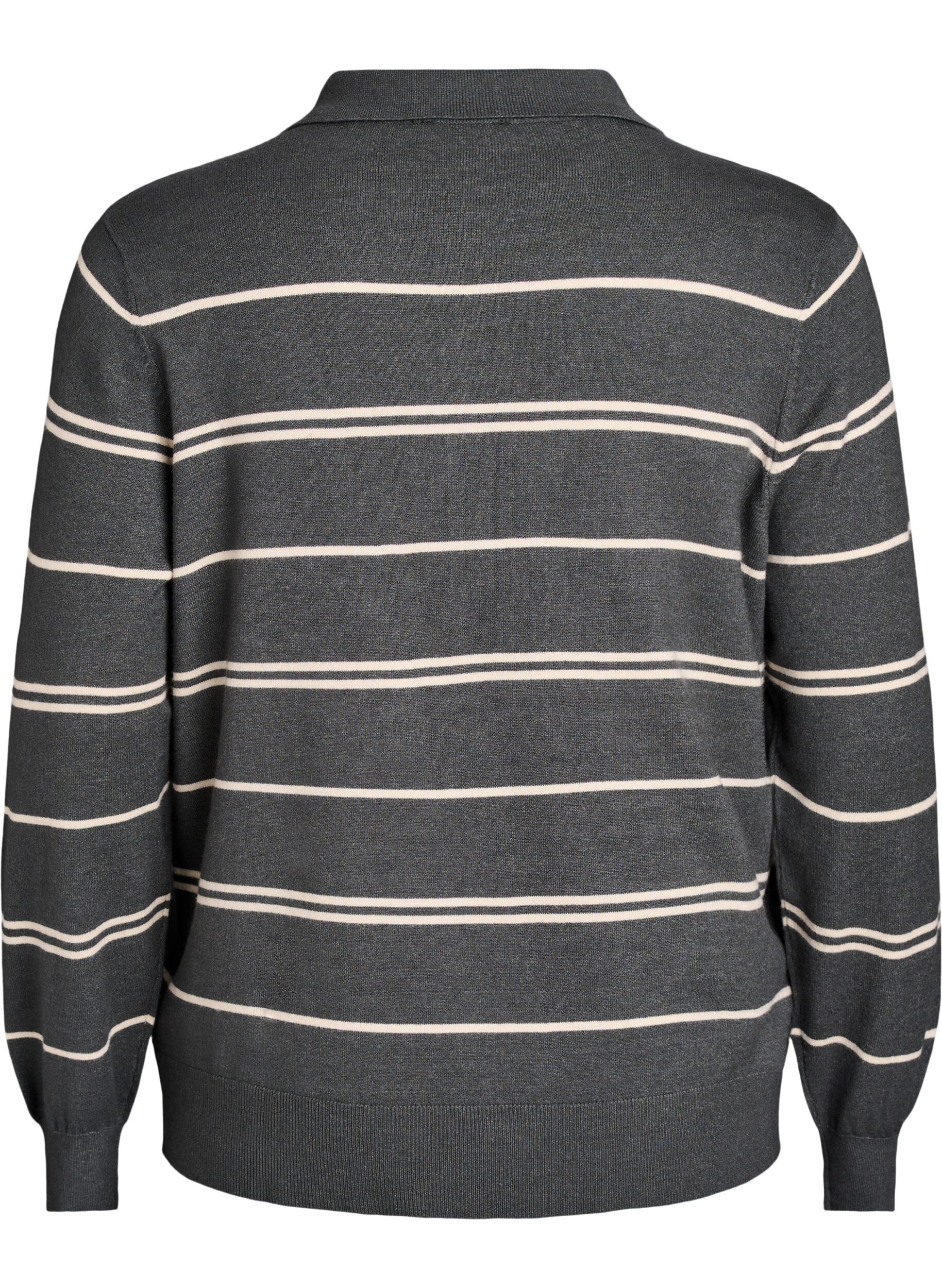 Zizzifashion Knit blouse with collar, Green, Packshot image number 1