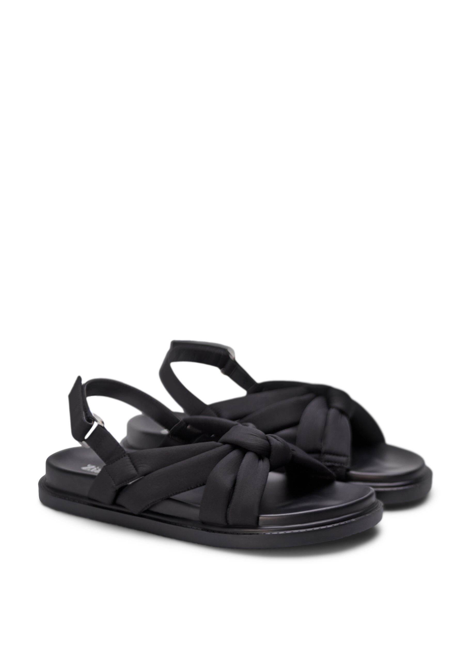 Zizzifashion Wide fit sandal with knot detail, Black, Packshot image number 1