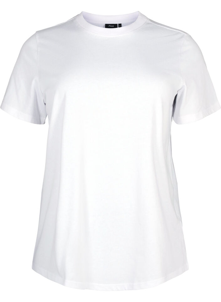 Basic cotton T-shirt with round neck, White, Packshot image number 0