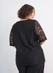 Lace blouse with decorative buttons, Black, Model image number 2