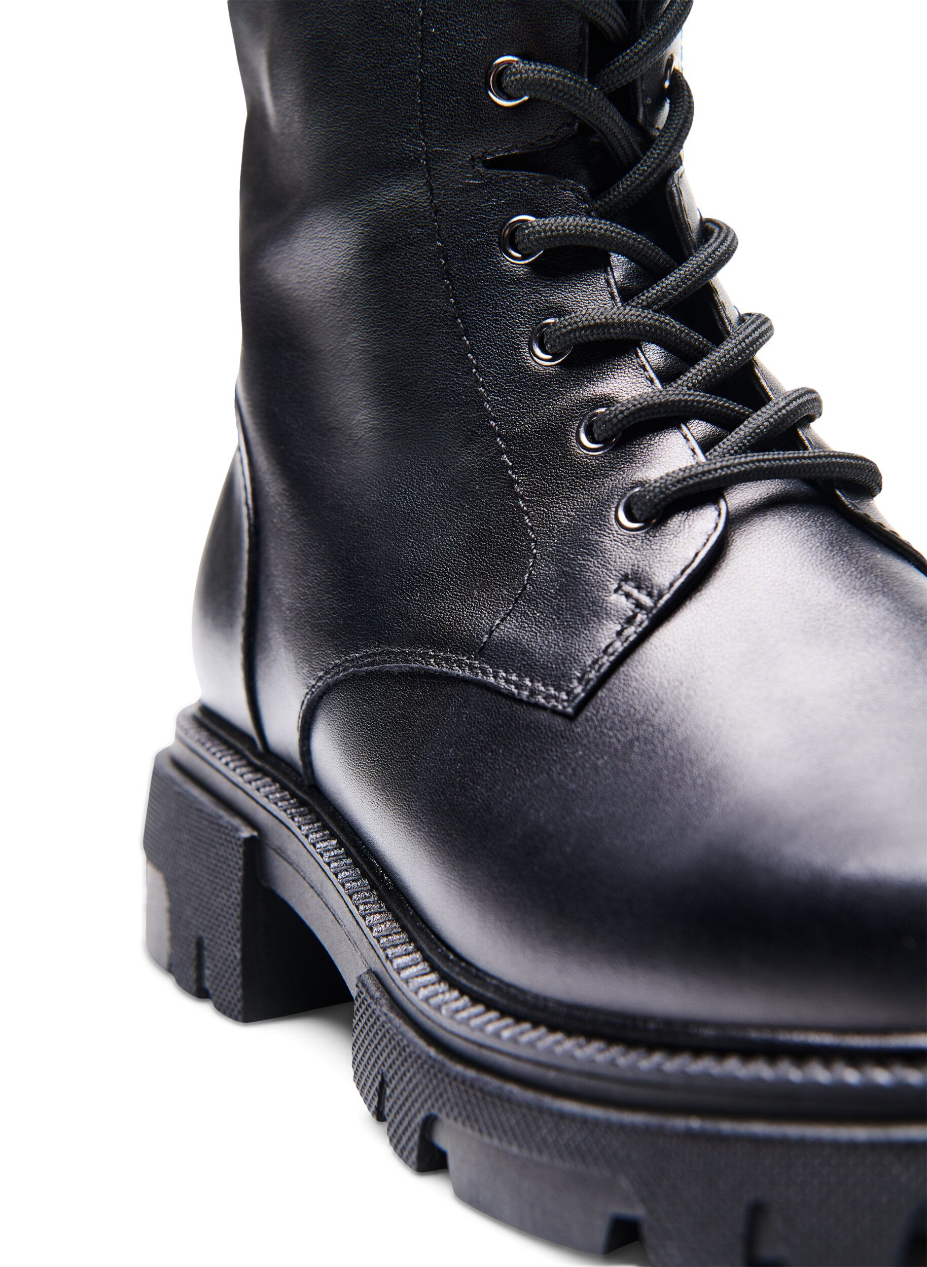 Zizzifashion Wide fit leather boot with zip and laces, Black, Packshot image number 2