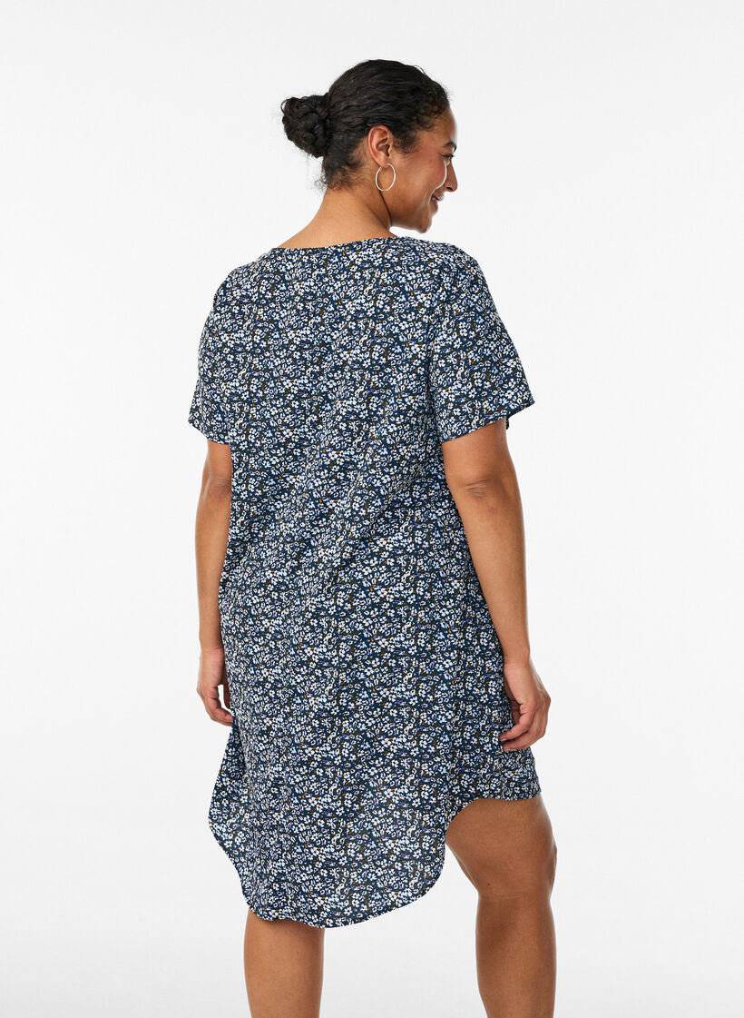 Dress with print and short sleeves, Blue, Model image number 2
