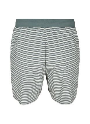 Loose Cotton Shorts with Stripes, Balsam Green w.Egret, Packshot image number 1