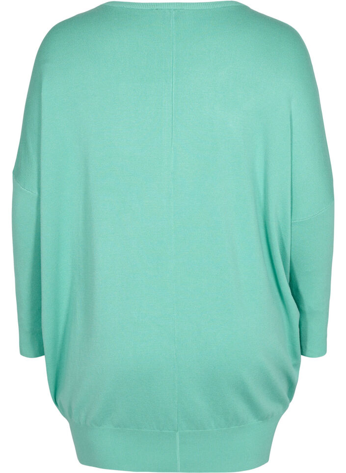 Knitted jumper with round neckline, Dusty Jade Green, Packshot image number 1