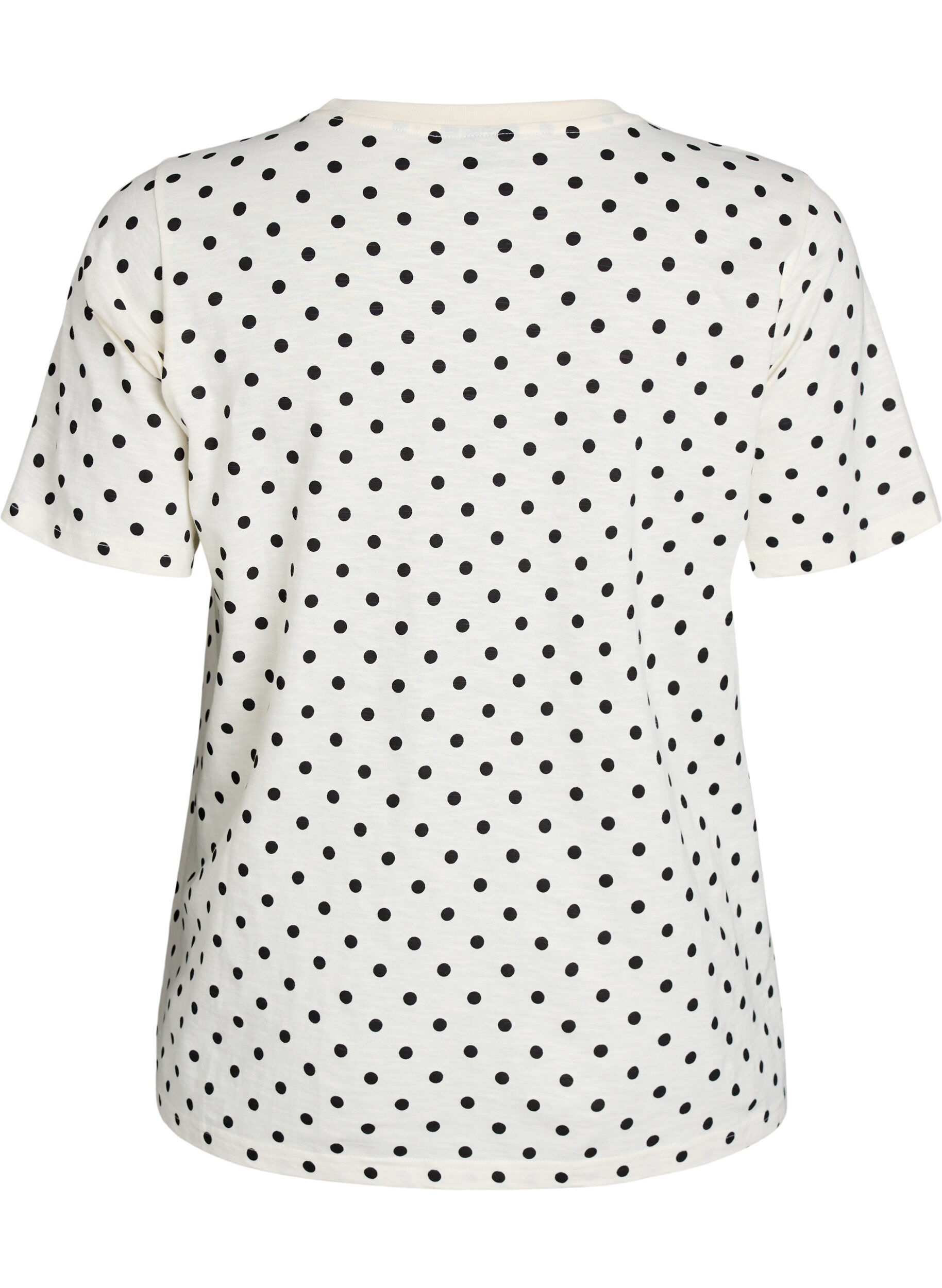 Zizzifashion Polka dot cotton T-shirt, Vanilla, Packshot image number 1