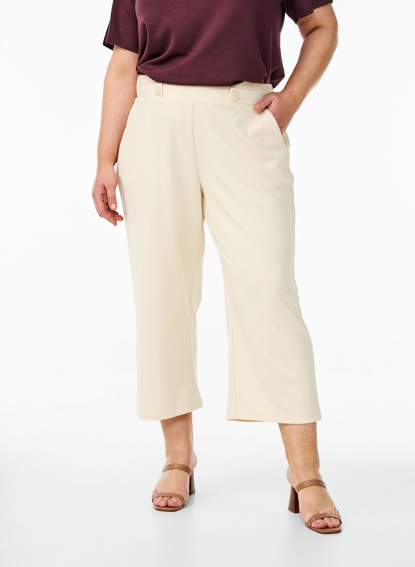 Ankle length trousers with loose fit, Beige, Model image number 2