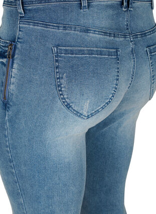 Super slim Amy jeans with distressed look, Blue denim, Packshot image number 3