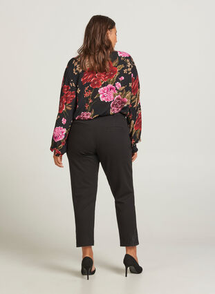 Classic trousers with lace, Black, Model image number 0