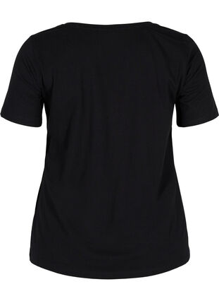 Basic t-shirt with v-neck, Black, Packshot image number 1