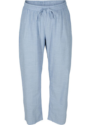 Loose cotton pyjama trousers with stripes, White/Blue Stripe, Packshot image number 0