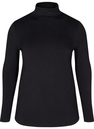 Close-fitting top with a high neck, Black, Packshot image number 0