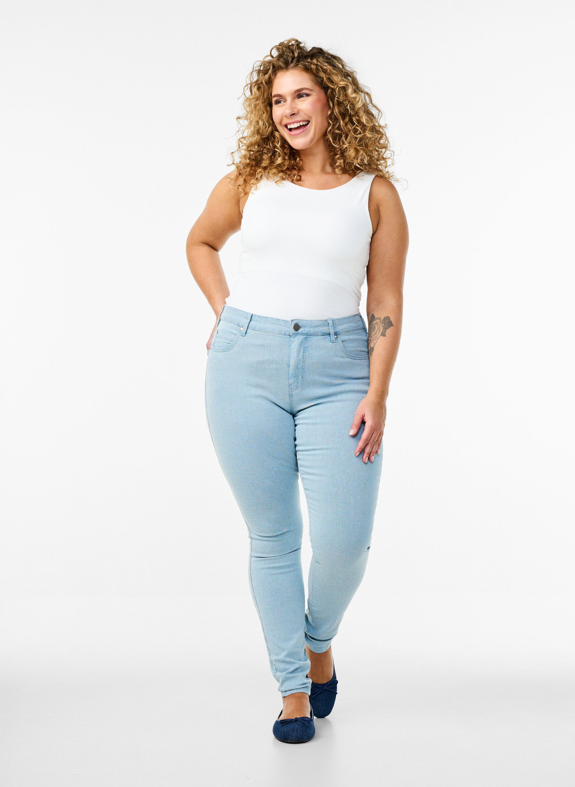 Zizzifashion High-waisted super slim Amy jeans , Light Blue, Model image number 0
