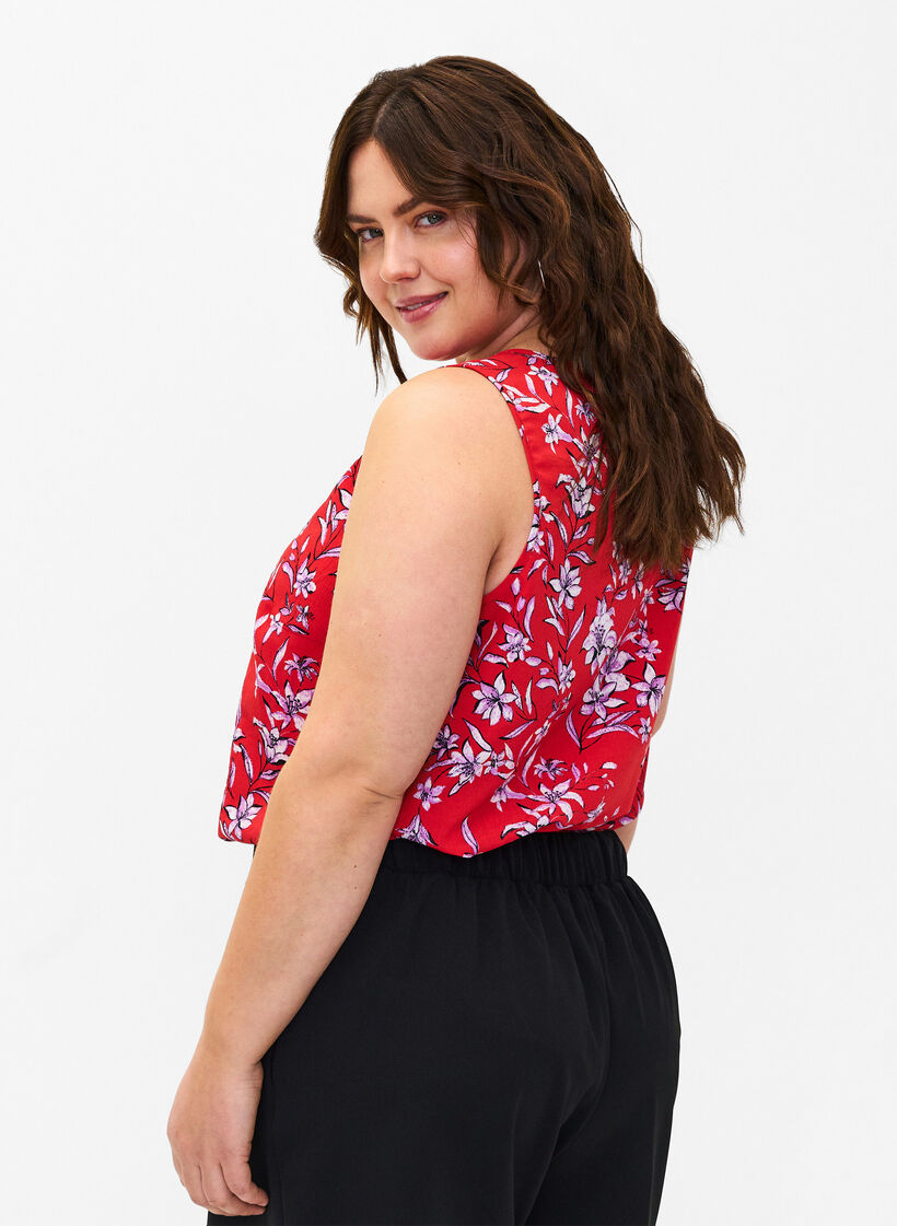FLASH - Sleeveless top with print, Red, Model image number 2