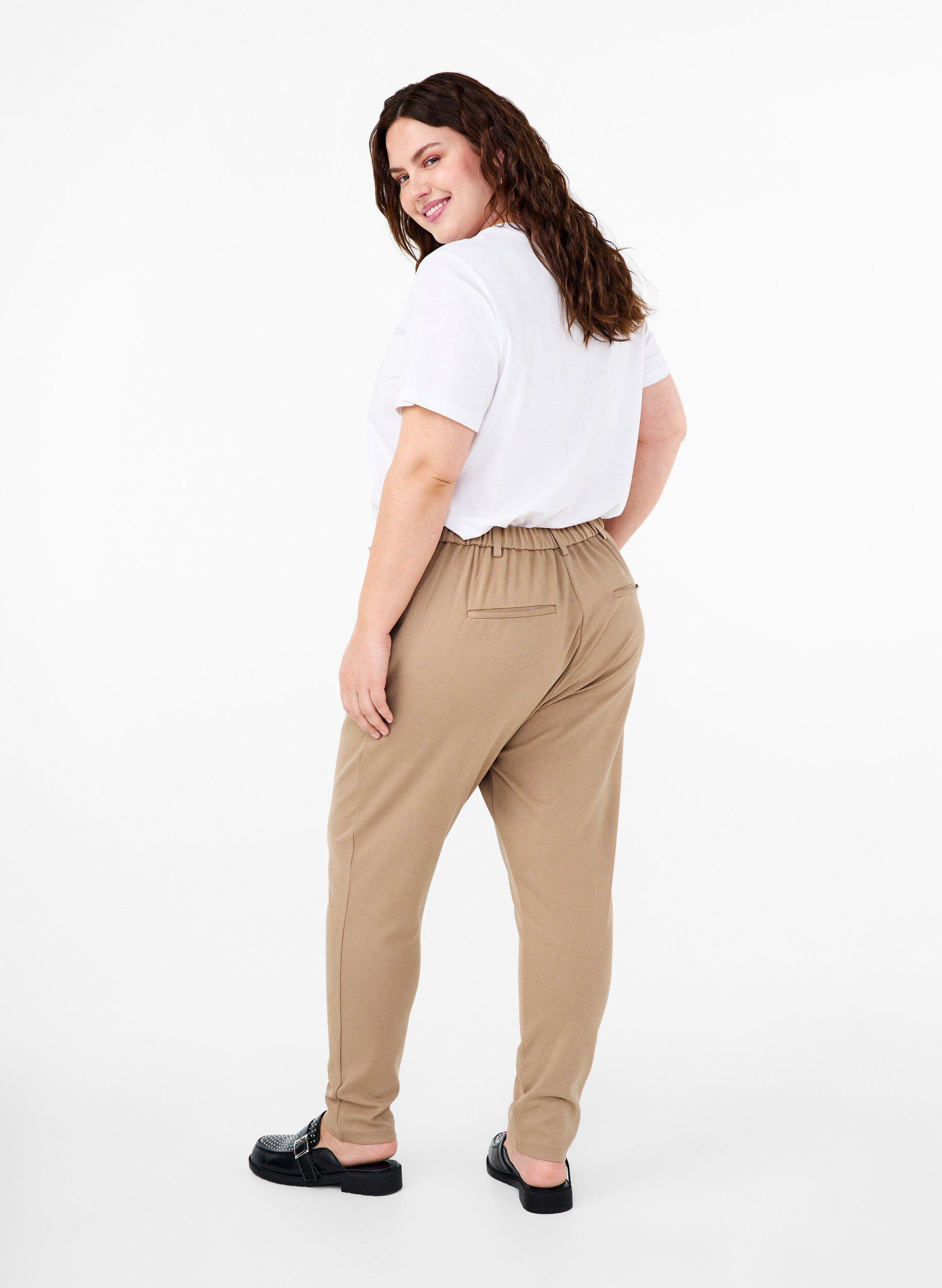 ZizzifashionCropped Maddison trousers, Beige, Model image number 1