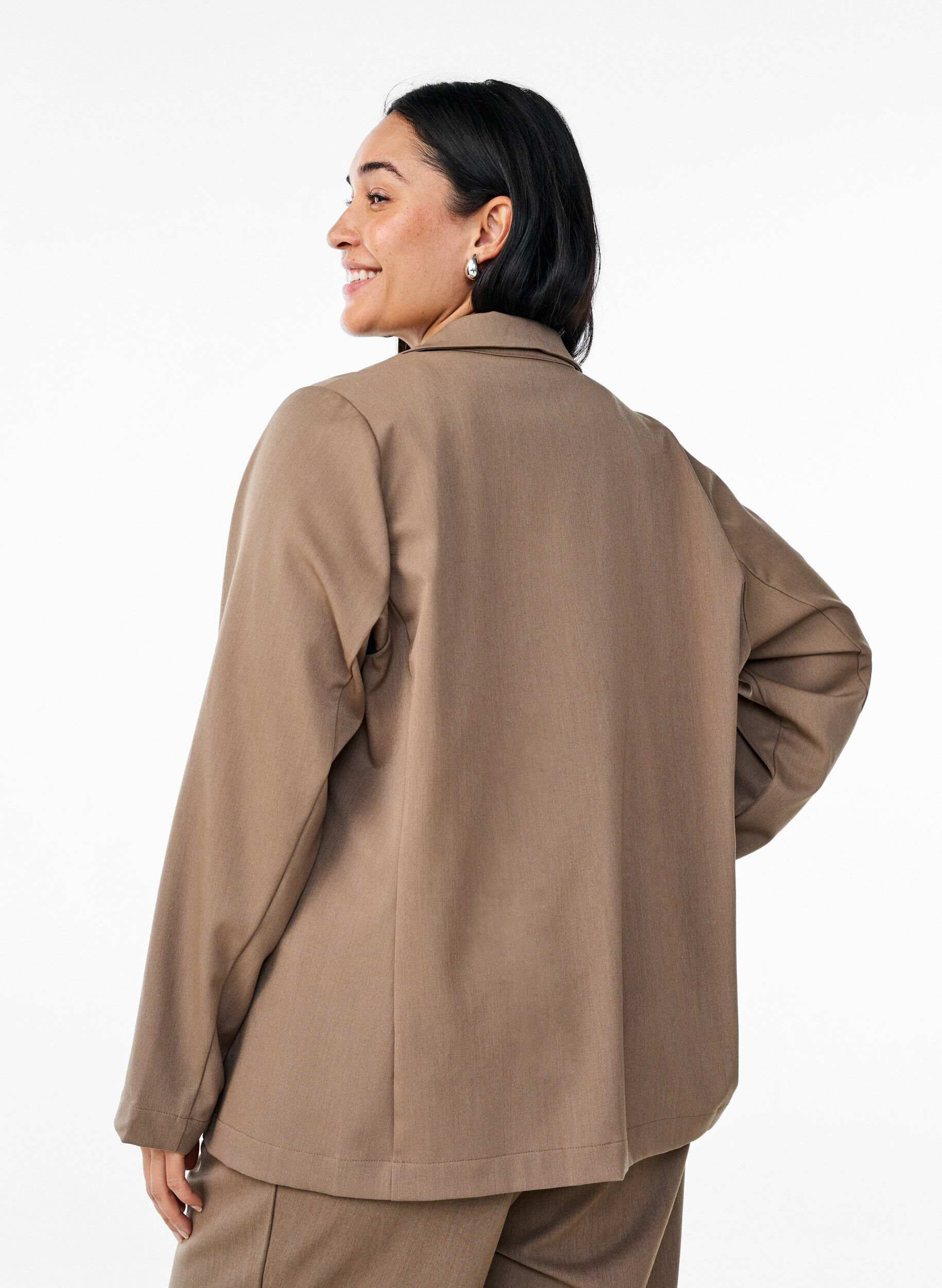 Zizzifashion Open blazer with pockets, Brown, Model image number 2