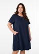 Jersey dress with short sleeves and pockets, Blue, Model image number 0