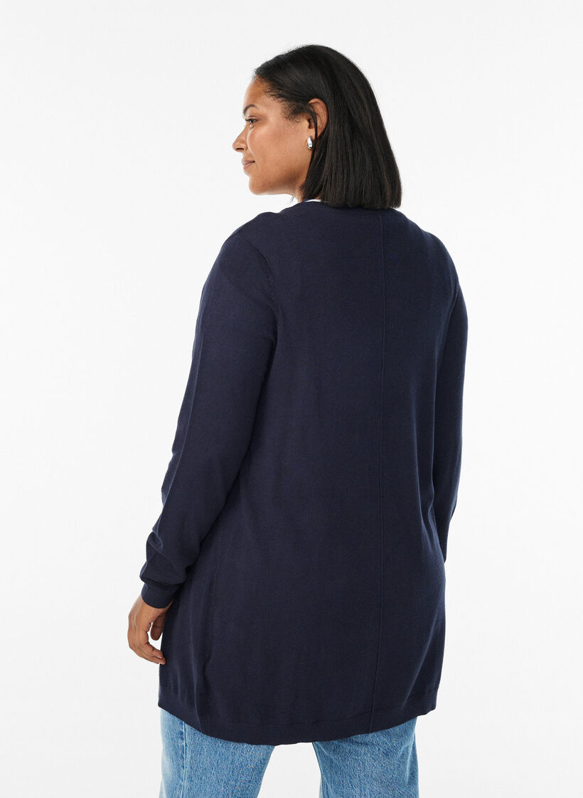 Long knitted cardigan in a viscose blend, Blue, Model image number 2