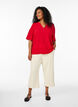Short-sleeved blouse with V-neck, Red, Model image number 1