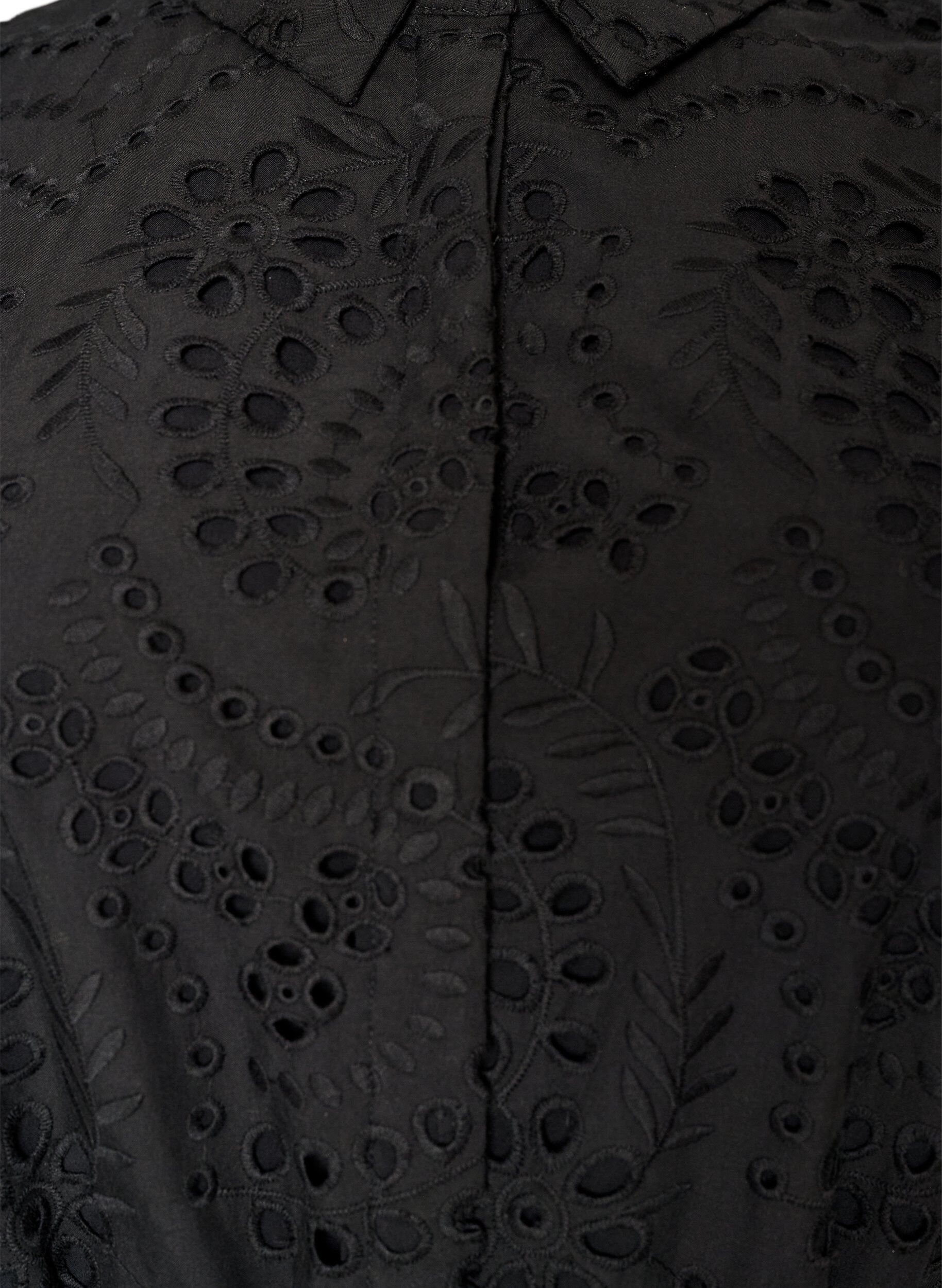 Zizzifashion Shirt dress in broderie anglaise with a tie-belt, Black, Packshot image number 2