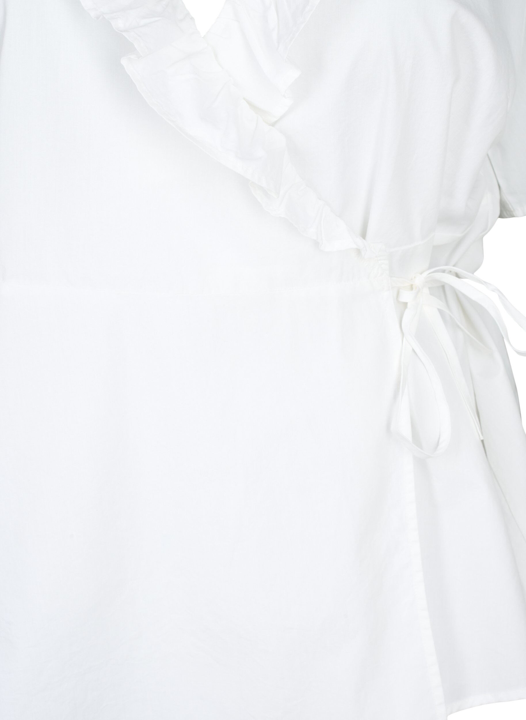 Zizzifashion Short sleeve blouse with ruffle detail, White, Packshot image number 2