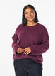 Loose knit sweater with prominent seams, Dark Bordeaux, Model image number 0