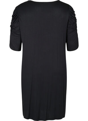 Plain viscose dress with 2/4 sleeves, Black, Packshot image number 1