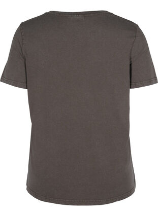 Short sleeve t-shirt with a V-neckline and print, Dark Grey Acid wash, Packshot image number 1