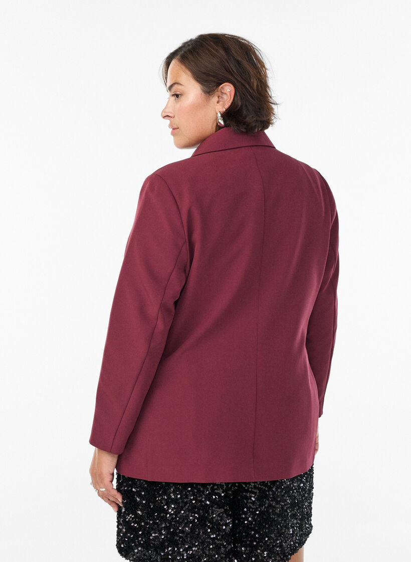 Classic blazer with button fastening, Red, Model