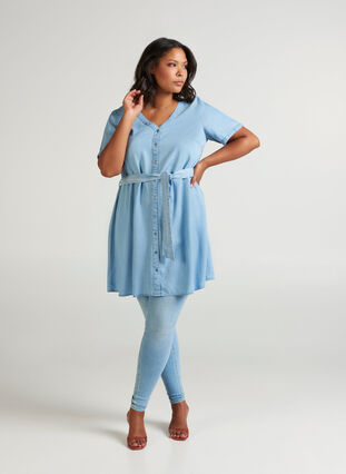 Denim dress, Light blue denim, Model image number 2