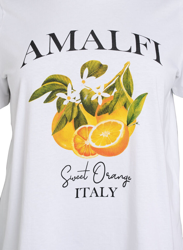 Organic cotton T-shirt with citrus print, White, Packshot image number 2
