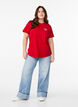 T-shirt with text print and round neck, Red, Model image number 1