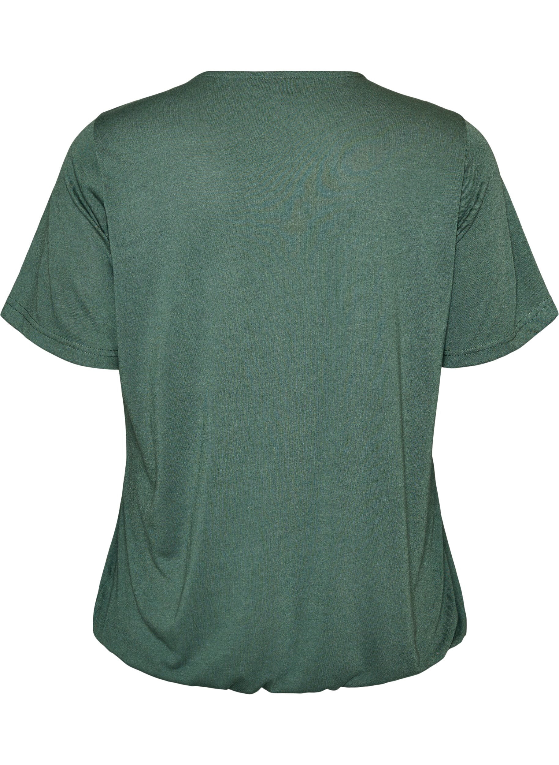 Zizzifashion Blouse with lace insert and balloon sleeves, Green, Packshot image number 1
