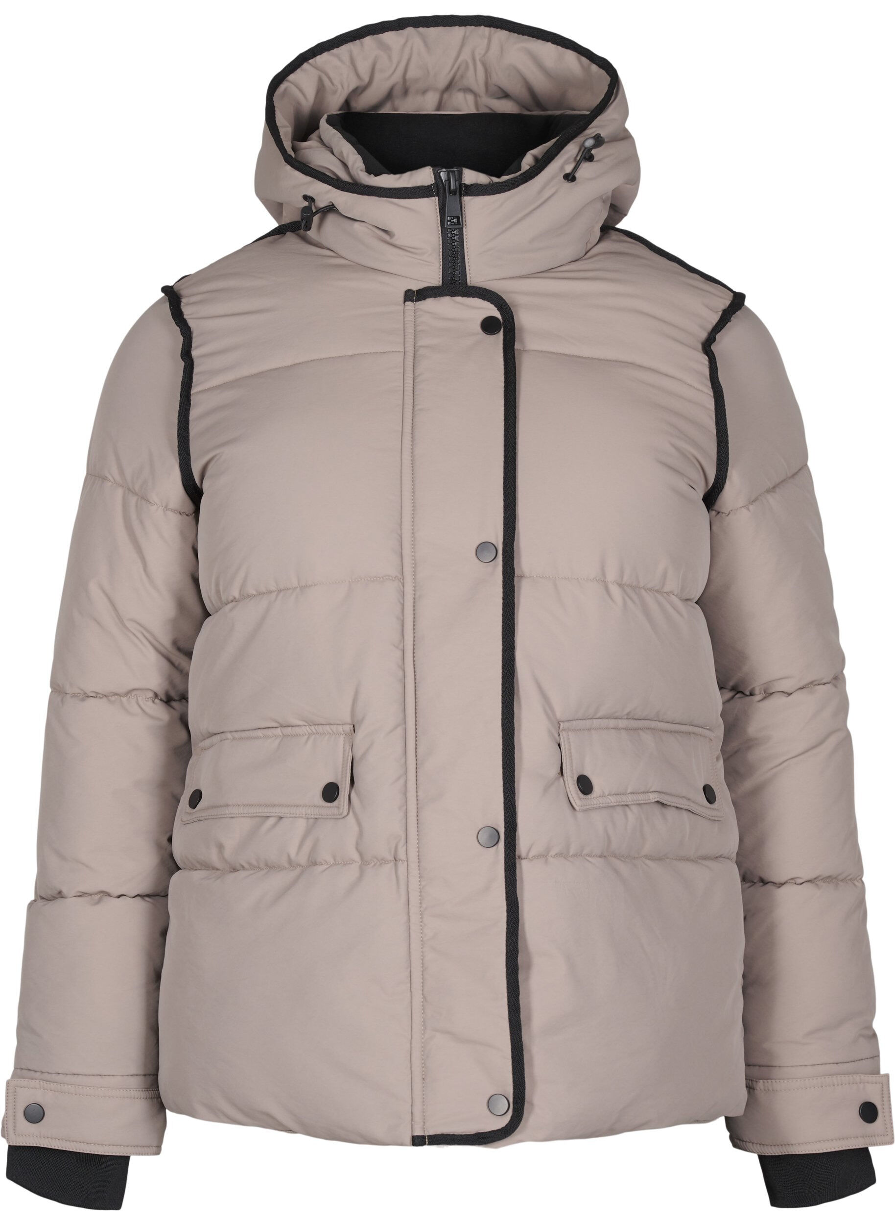 Short puffer jacket with contrast details