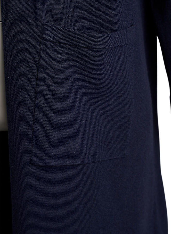 Long, open cardigan with pockets, Blue, Packshot image number 2