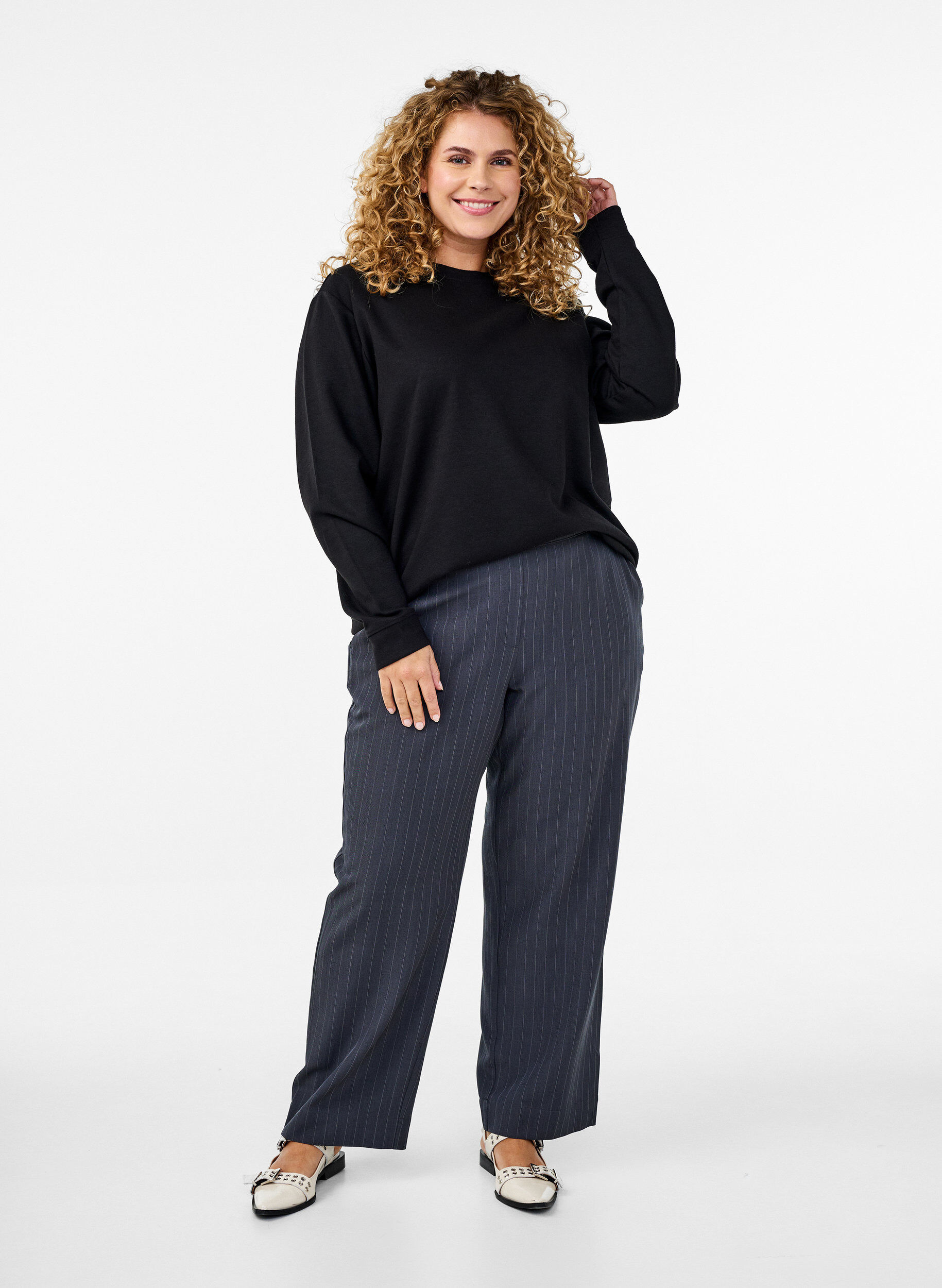 ZizzifashionSweatshirt with crew neck, Black, Model image number 1