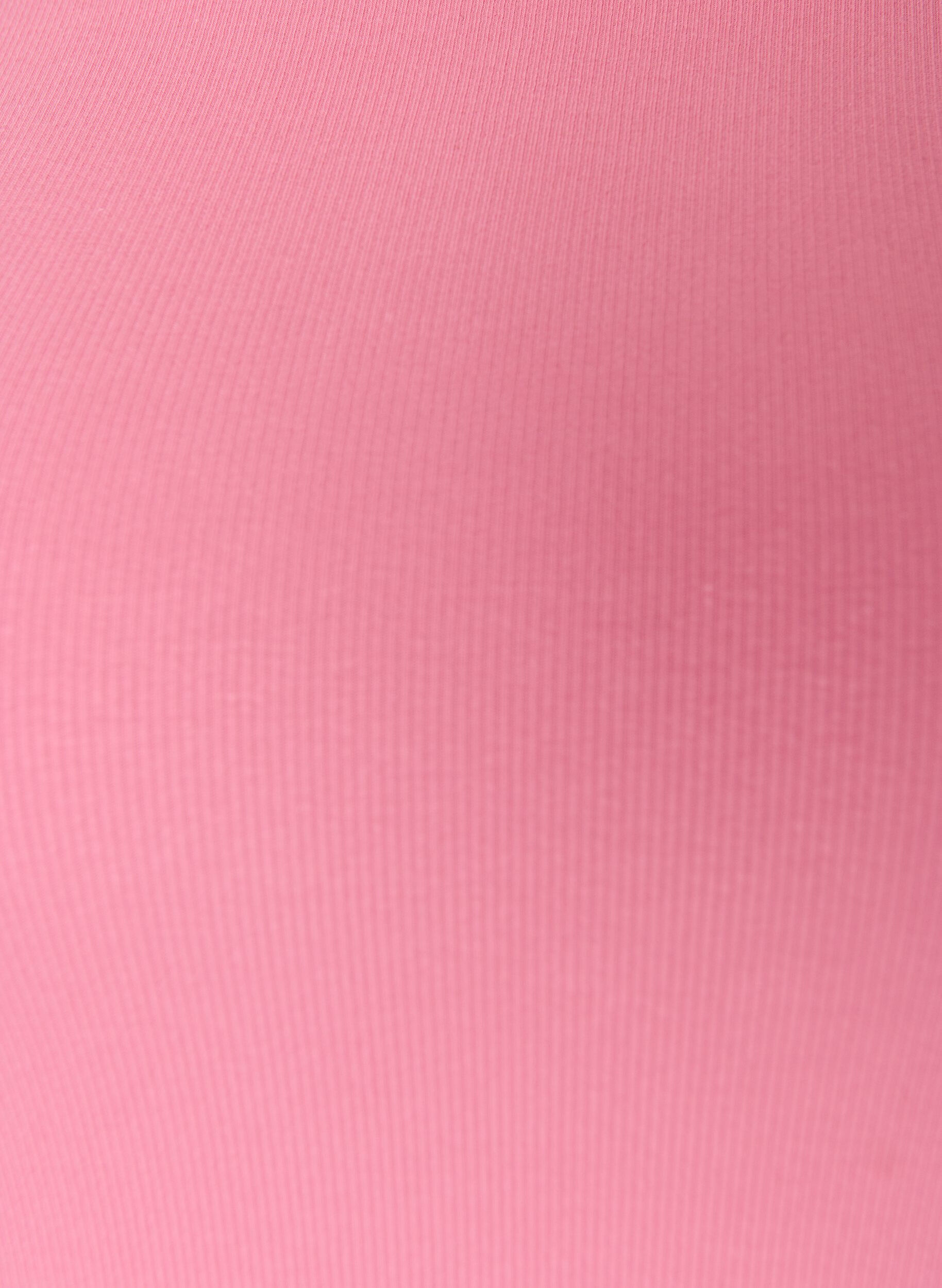 Zizzifashion Cotton ribbed top with high neck, Rose, Packshot image number 2