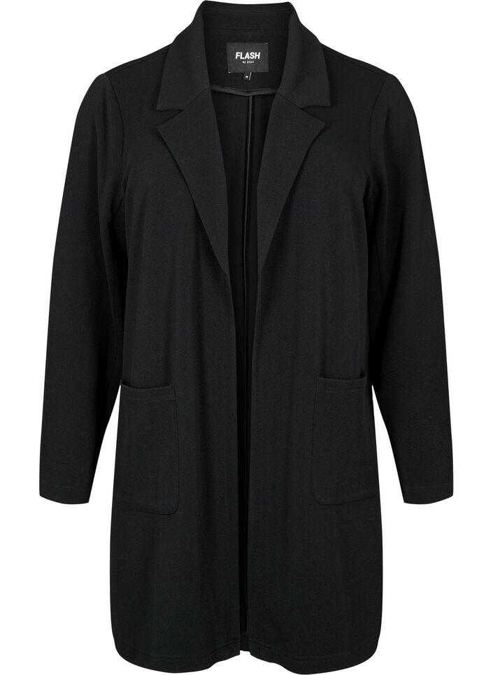Long blazer with pockets, Black, Packshot image number 0