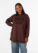 Hoodie with a terry text motif, Brown, Model image number 0