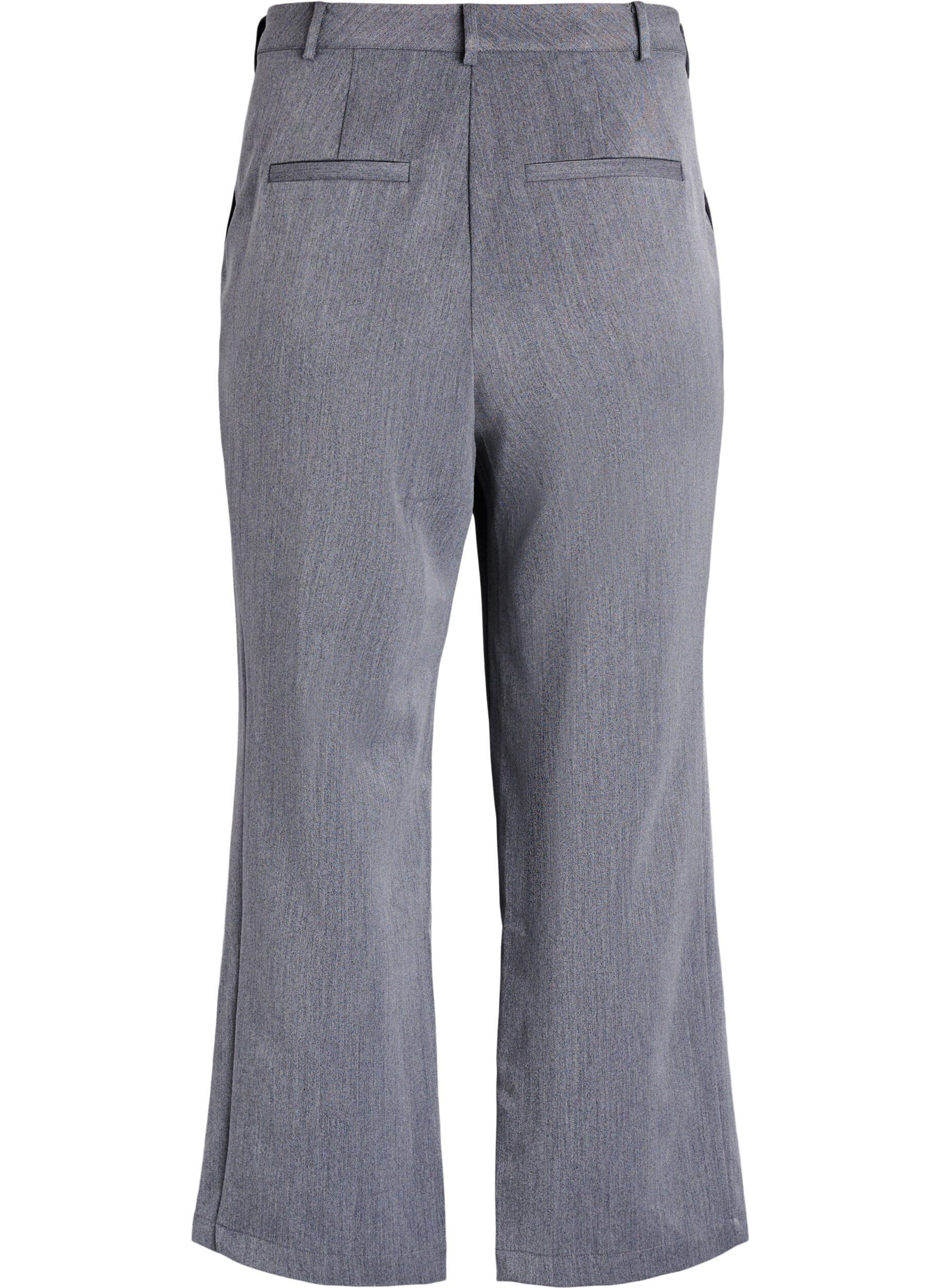Zizzifashion High-waisted tailored trousers with straight legs, Dark Grey, Packshot image number 1