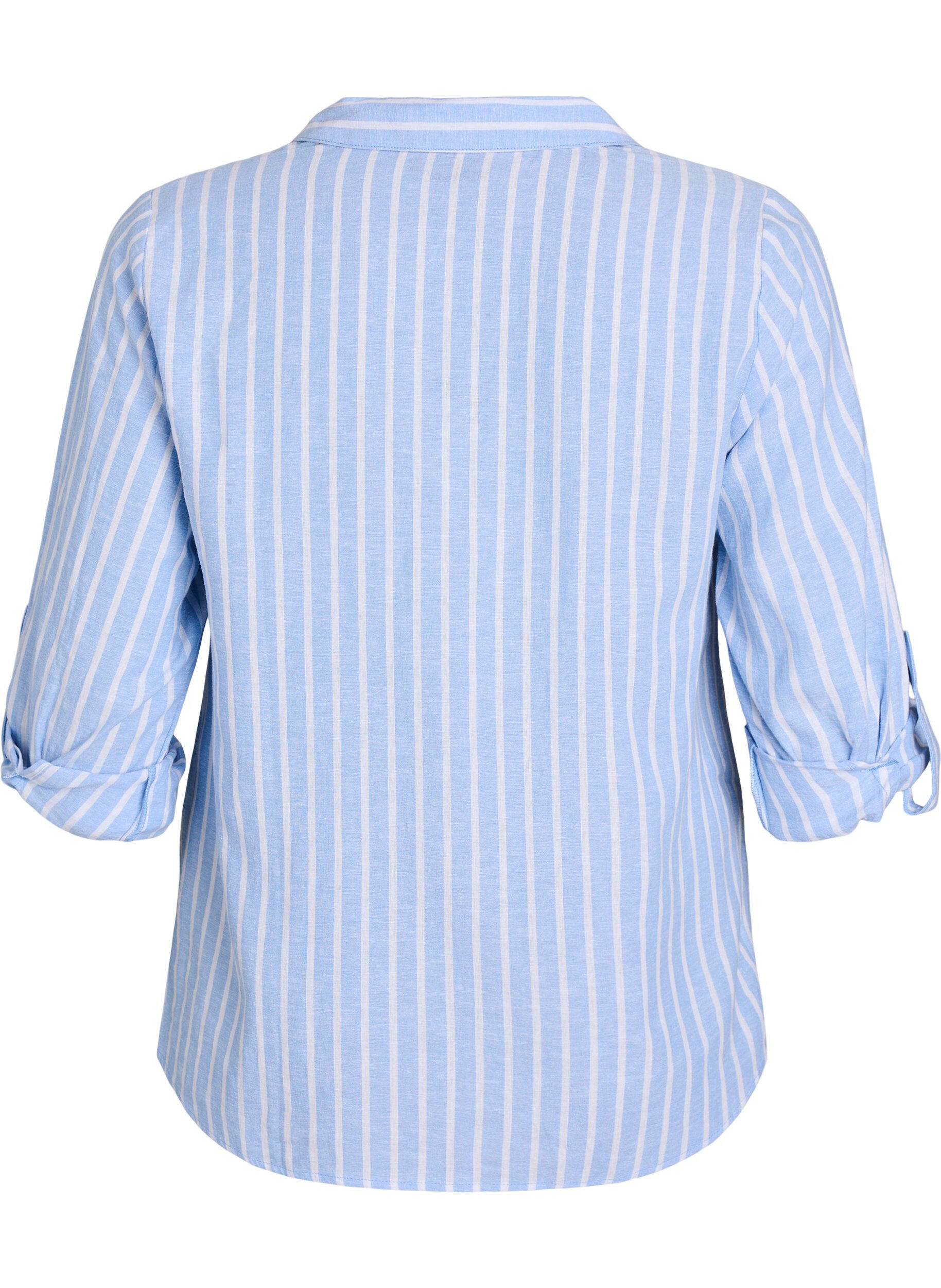 Zizzifashion Shirt in linen and viscose with 3/4 sleeves, Light Blue, Packshot image number 1