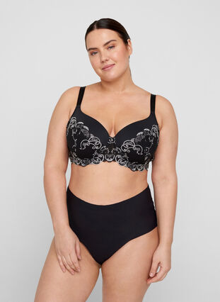 Sophia underwired bra with lace, Black, Model image number 2